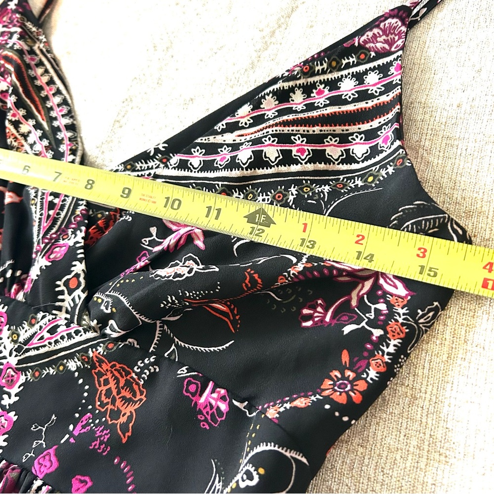 WHBM Tiered Maxi Dress Sleeveless Black Roses & Vines V-Neck Spaghetti Straps S - Picture 13 of 14